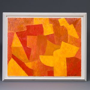D'après Serge Poliakoff (1900-1969): Composition jaune rouge orange, huile sur toile — photo 2