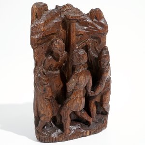 De dans om het Gouden Kalf, retabelfragment, eik, Vlaanderen, 16e eeuw — foto 7