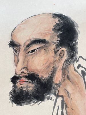 Deng Feng 鄧芬 (1894-1964): 'Monk', ink and colour on paper, dated 1943 — 照片 11