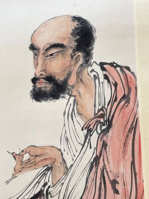 Deng Feng 鄧芬 (1894-1964): 'Monk', ink and colour on paper, dated 1943 — 照片 5