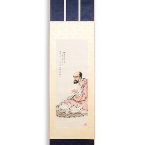 Deng Feng 鄧芬 (1894-1964): 'Monk', ink and colour on paper, dated 1943 — 照片 2