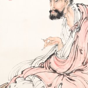 Deng Feng 鄧芬 (1894-1964): 'Monk', ink and colour on paper, dated 1943 — 照片 4