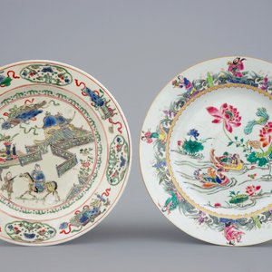 Deux assiettes en porcelaine de Chine famille verte et rose, Kangxi/Yongzheng — photo 1