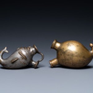 Deux bases de narguilés portatives en bronze, Inde, 19ème — photo 2