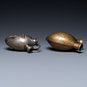 Deux bases de narguilés portatives en bronze, Inde, 19ème — photo 5