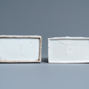 Deux boîtes à thé en porcelaine blanc de Chine et en bleu et blanc, 19ème — photo 7