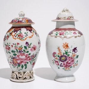 Deux boîtes à thé en porcelaine de Chine famille rose, Qianlong — photo 1