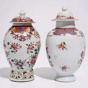 Deux boîtes à thé en porcelaine de Chine famille rose, Qianlong — photo 2