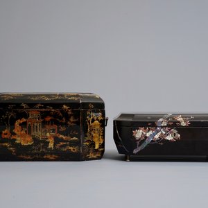 Deux boîtes couvertes en laque de Chine, 19/20ème — photo 2