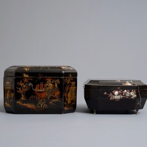 Deux boîtes couvertes en laque de Chine, 19/20ème — photo 3