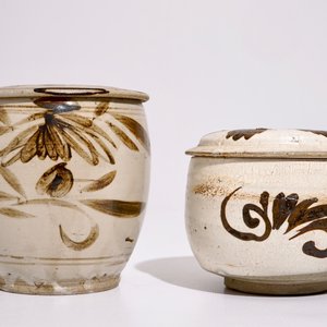 Deux bols couverts en céramique émaillée Cizhou, Chine, Song et Ming — photo 4