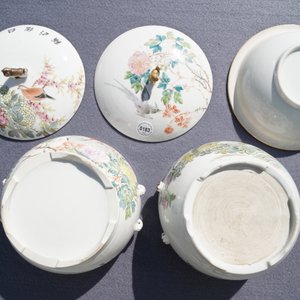 Deux bols couverts en porcelaine de Chine qianjiang cai, 19/20ème — photo 11