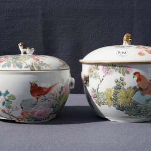 Deux bols couverts en porcelaine de Chine qianjiang cai, 19/20ème — photo 9