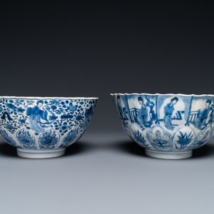 Deux bols en porcelaine de Chine en bleu et blanc, marque de Chenghua, Kangxi — photo 2
