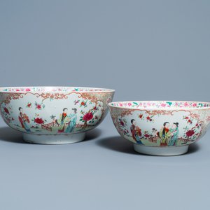 Deux bols en porcelaine de Chine famille rose à décor mandarin, Qianlong — photo 1