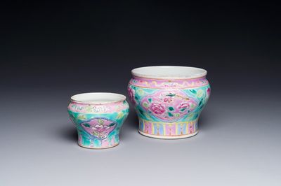 Deux bols en porcelaine de Chine famille rose pour le marché Straits ou Peranakan, 19ème