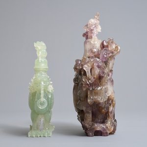 Deux bols et deux vases couverts en jade et améthyste, 20ème — photo 5