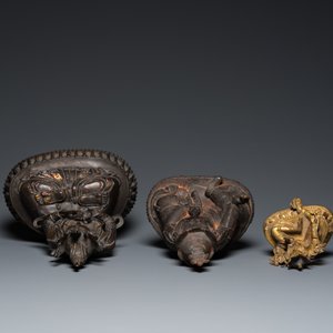 Deux bouddhas en bronze doré et un en fer de fonte, Tibet, 19/20ème — photo 6