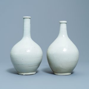Deux bouteilles en porcelaine d'Arita en blanc monochrome, Japon, Edo, 17ème — photo 2