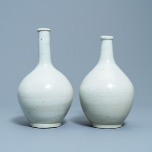 Deux bouteilles en porcelaine d'Arita en blanc monochrome, Japon, Edo, 17ème — photo 3