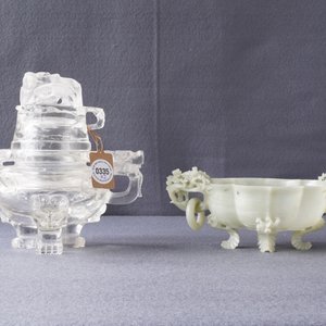 Deux brûle-parfums en jade et cristal de roche, Chine, 20ème — photo 29