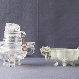 Deux brûle-parfums en jade et cristal de roche, Chine, 20ème — photo 30