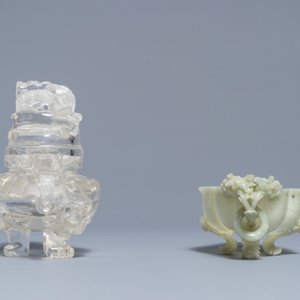 Deux brûle-parfums en jade et cristal de roche, Chine, 20ème — photo 3
