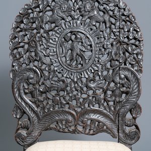 Deux chaises en bois sculpté et ajouré, Inde ou Ceylan britannique, 18/19ème — photo 12
