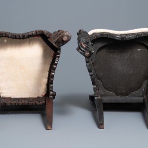 Deux chaises en bois sculpté et ajouré, Inde ou Ceylan britannique, 18/19ème — photo 7