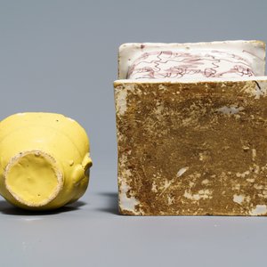 Deux chauferettes miniatures et un modèle d'une coquille en faïence de Delft, 18ème — photo 9