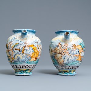 Deux chevrettes en majolique italienne polychrome, 19ème — photo 3