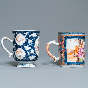 Deux chopes en porcelaine de Chine famille rose à décor mandarin, Qianlong — photo 4
