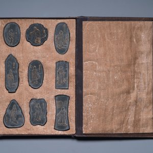 Deux étuis aux bâtons d'encre, marques de Cao Sugong Yao Qianshi 曹素功堯千氏 et Zi Mo Shan Ren 紫墨山人, Chine, République — photo 3