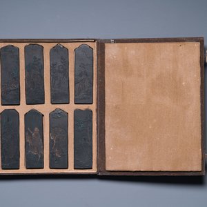 Deux étuis aux bâtons d'encre, marques de Cao Sugong Yao Qianshi 曹素功堯千氏 et Zi Mo Shan Ren 紫墨山人, Chine, République — photo 6