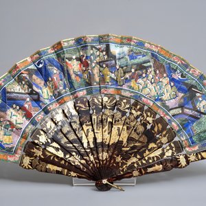 Deux éventails en laque et papier peint dans leur boîtes d'origine, Canton, Chine, 19ème — photo 11
