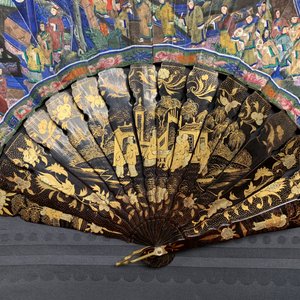 Deux éventails en laque et papier peint dans leur boîtes d'origine, Canton, Chine, 19ème — photo 29