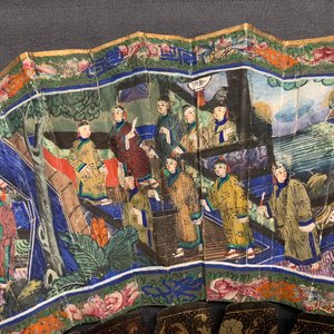 Deux éventails en laque et papier peint dans leur boîtes d'origine, Canton, Chine, 19ème — photo 32