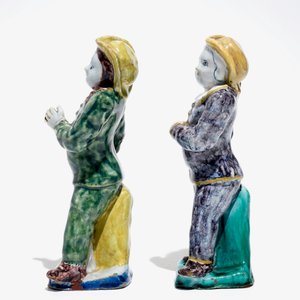 Deux figures de bonhommes en faïence polychrome de Bruxelles, 18ème — photo 5