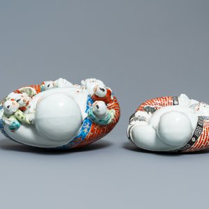 Deux figures de Bouddha en porcelaine de Chine famille rose, 19/20ème — photo 7
