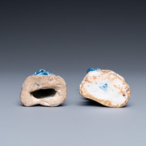 Deux figures de chinois en faïence de Delft en bleu et blanc, 1er quart du 18ème — photo 6