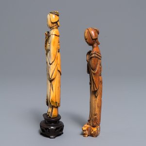 Deux figures de courtisanes en ivoire sculpté, Chine, Ming — photo 2
