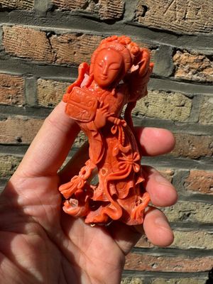 Deux figures de déesses en corail rouge, Chine, 19/20ème — photo 10