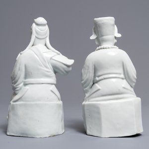 Deux figures de Guandi et Zhenwu en porcelaine blanc de Chine de Dehua, 18/19ème — photo 4