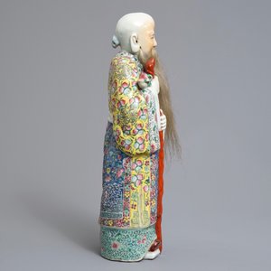 Deux figures de Li Tieguai et de Shoulao en porcelaine de Chine famille rose, 19/20ème — photo 9