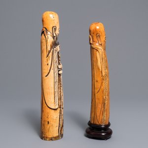 Deux figures de Shou Lao en ivoire sculpté, Chine, 17/18ème — photo 4
