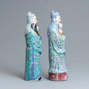 Deux figures d'immortels en porcelaine de Chine famille rose, 19/20ème — photo 3