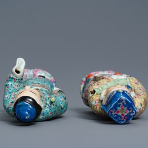 Deux figures d'immortels en porcelaine de Chine famille rose, 19/20ème — photo 6