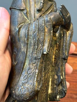 Deux figures en bronze de Wenchang et Guanyin, Chine, Ming — photo 8