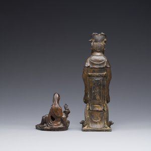 Deux figures en bronze de Wenchang et Guanyin, Chine, Ming — photo 3