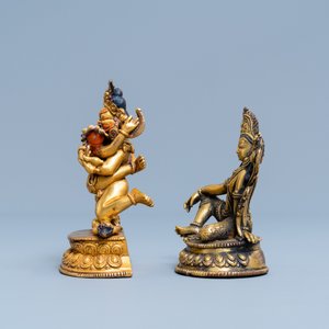 Deux figures en bronze doré, Sino-Tibet, 19ème — photo 5